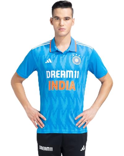 adidas Dream 11 India Cricket Odi Fan Jersey - Blue