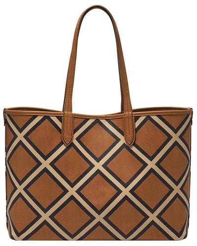 Fossil Tote, Brown Patchwork
