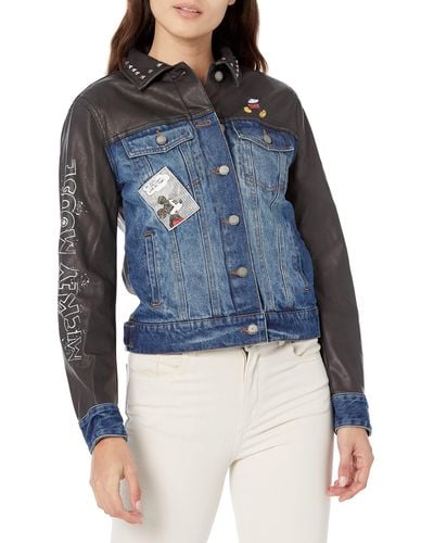 Desigual Chaq_mickey World Faux Leather Jacket Voor - Blauw