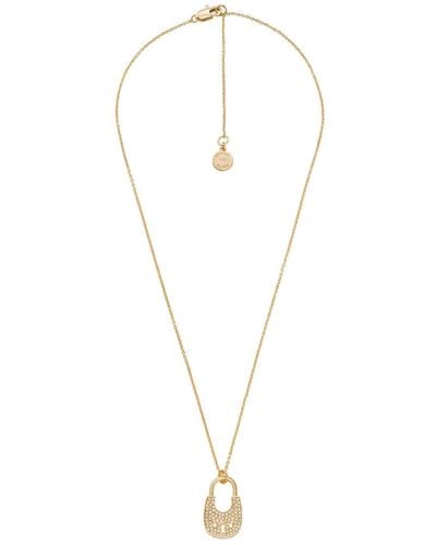 Michael Kors Rose Gold Brass Pendant Necklace - Metallic