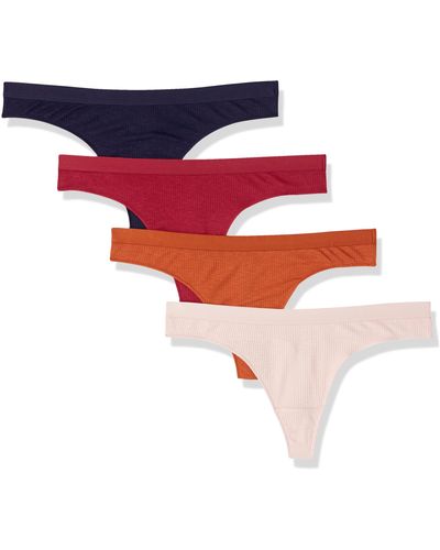 Amazon Essentials Ribbed Cotton Thong Underwear - Red