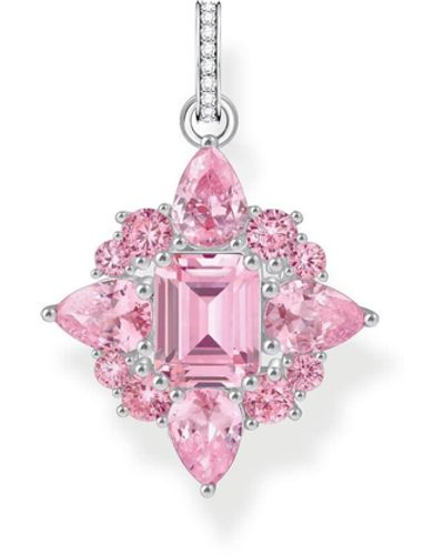 Thomas Sabo Silver Pendant With Pink Zirconia Stones 925 Sterling Silver Pe963-051-9