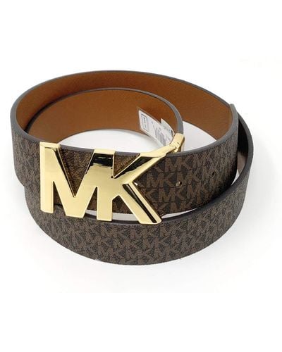 Michael Kors Michael Mk Signature Monogram Logo Reversible Belt - Brown