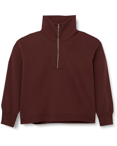 The Drop Hayley Half Zip Fleece Sweatshirt - Brown