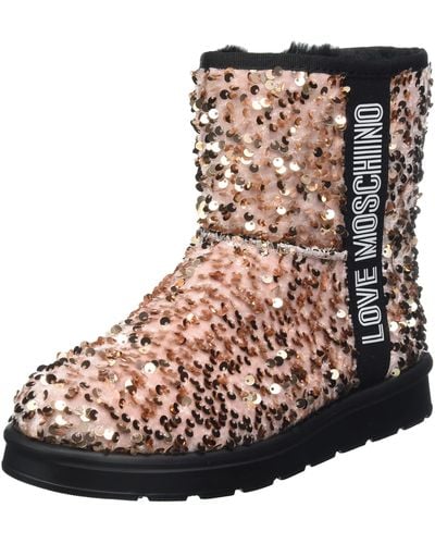 Love Moschino St.ttod.winterboot Paillettes Ankle Boot - Brown