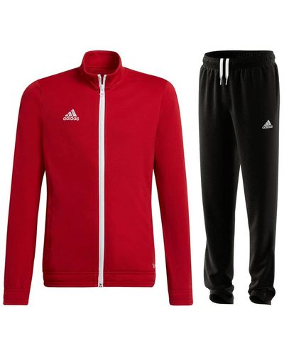 adidas Fußball Entrada 22 Trainingsanzug Jacke Hose rot schwarz Gr XL