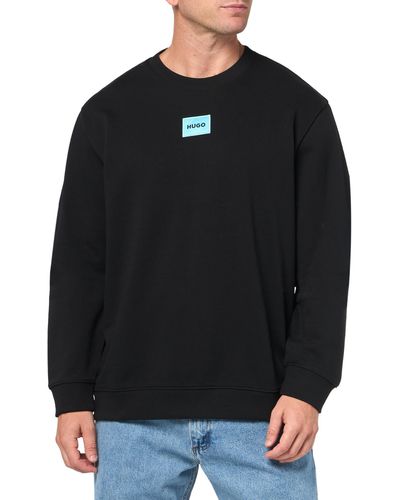 HUGO Regular Fit Square Logo Jersey Sweatshirt - Black