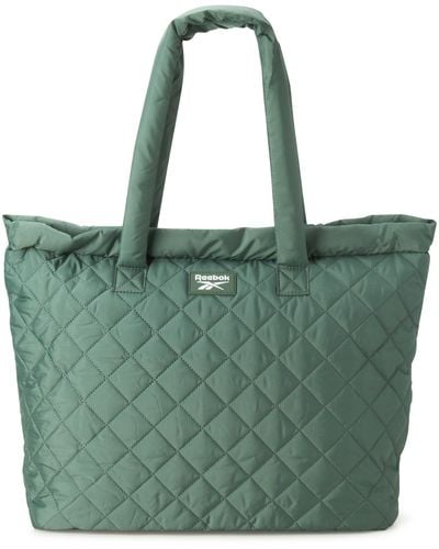 Reebok Quilted Carry-all Sports Gym Shoulder Bag - Casual Purse Hand - Green