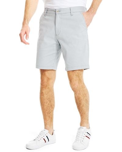 Nautica Mens Classic Fit Flat Front Stretch Solid Chino "deck" Casual Shorts - Blue