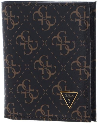 Guess Mito Small Billfold Wallet With Coinpocket Dark Brown/Ochre - Nero