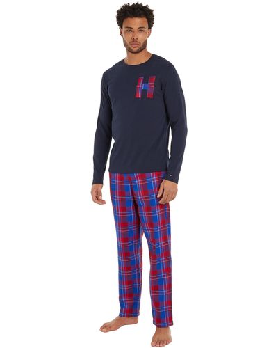 Tommy Hilfiger LS Pant Slippers Set Flannel - Negro