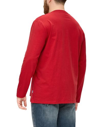 S.oliver Big Size Langarmshirt mit Flammgarnstruktur - Rot