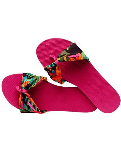 Havaianas , , You Saint Tropez Print, City Sandals, Pink Electric, 7.5/8 Uk - Black