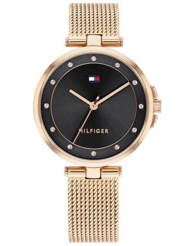 Tommy Hilfiger Reloj Analógico de Cuarzo para mujer con correa de malla de acero inoxidable color oro rosado - 1782376 - Negro