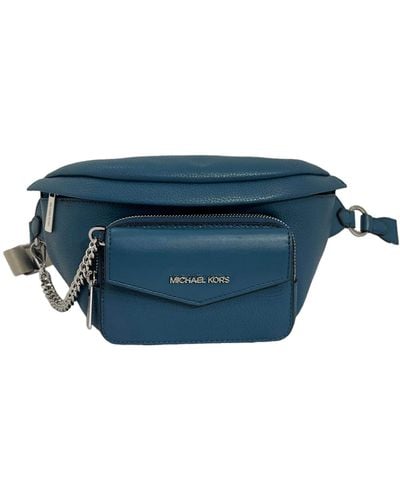 Michael Kors Maisie Large Pebbled Leather 2 In 1 Sling Pack Waist Belt Bag Crossbody Strap - Blue