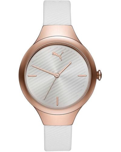 PUMA Contour P1018 Rose-Gold Polyurethane Quartz Fashion Watch - Blanc