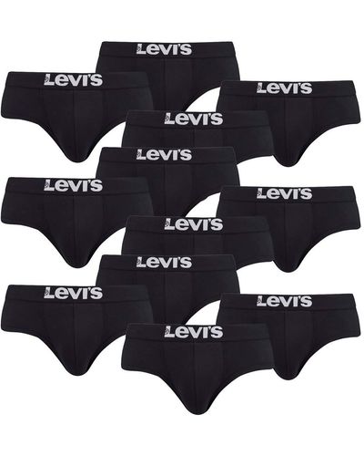 Levi's Pack of 6 Levis Solid Basic Brief Shorts Slip Underpants Pant Underwear - Bleu