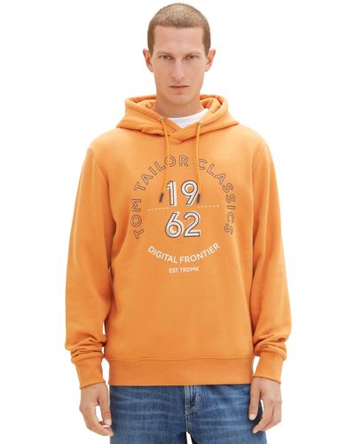 Tom Tailor Hoodie Sweatshirt mit Print - Orange