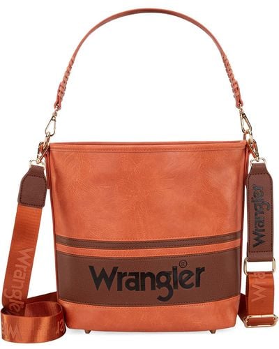Wrangler Hobo Shoulder Handbag For Weave Bucket Bag - Brown