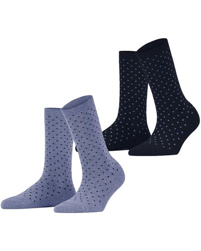 Esprit Fine Dot 2 Pack W So Cotton Patterned 2 Pairs Socks - Blue