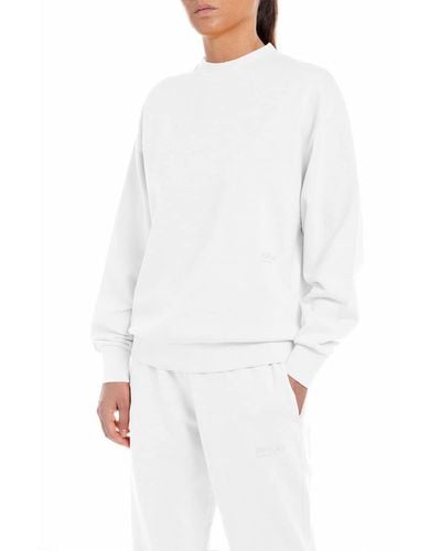 Replay Sweatshirt Second Life aus 100% Baumwolle - Weiß