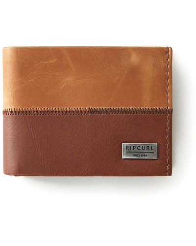 Rip Curl Leather All Day Wallet With Rfid ~ Stitched Tan/brown