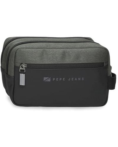 Pepe Jeans Jarvis Toiletry Bag Two Compartments Adaptable Green 26x16x12 Cm Polyester With Synthetic Leather Details - Black