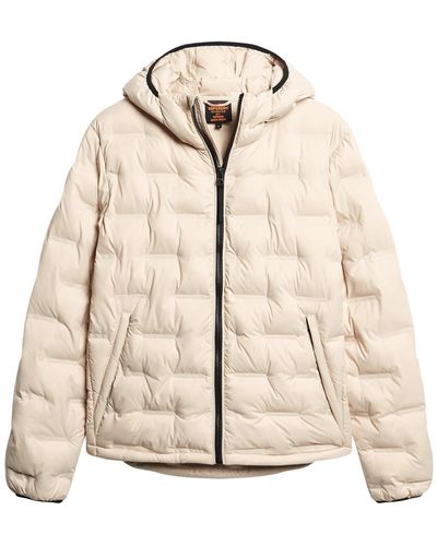 Superdry SHORT QUILTED PUFFER COAT M5011811A Cement Beige S HOMBRE - Neutro