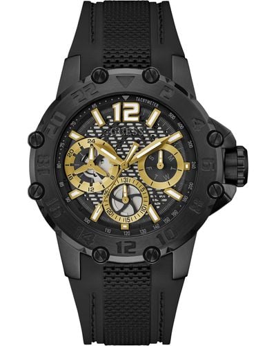 Guess Multi-function Silicone Watch 46mm - Black