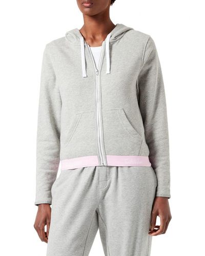 Calvin Klein Full Zip Hoodie Pyjama Top - Grey