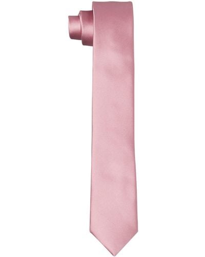 HIKARO Krawatte handgefertigt im Seidenlook 6 cm schmal - Altrosa - Pink