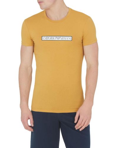 Emporio Armani Crew Neck T-shirt Logo Label T Shirt - Orange
