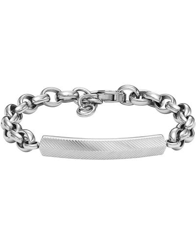 Fossil Men's Link Bracelet Harlow Linear Texture Stainless Steel - White