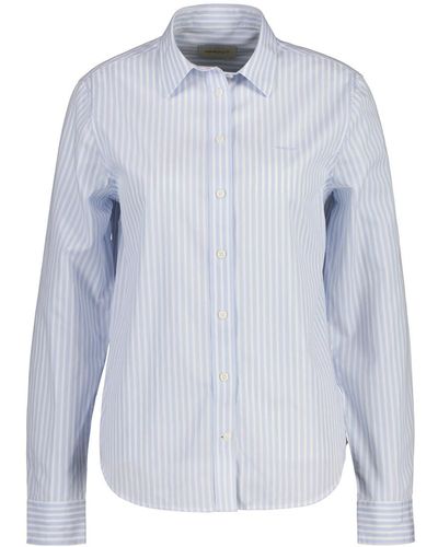 GANT Reg Poplin Stripe Shirt Blouse - Blue