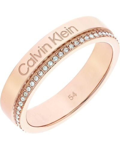 Calvin Klein Women's Minimal Linear Collection Ring Embellished With Crystals - 35000202d - Natural
