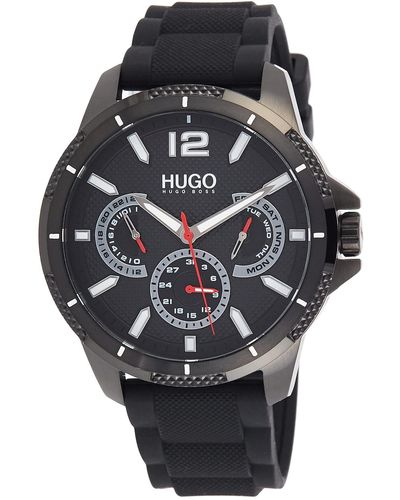 HUGO Multi Zifferblatt Quarz Uhr für mit Schwarzes Silikonarmband - 1530193 - Mehrfarbig