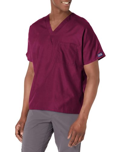 CHEROKEE And Scrub Top Tuckable V-neck With Chest Pocket 4777 - Purple