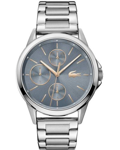 Lacoste Orologio Analogico Multifunzione al Quarzo da Donna con Cinturino in Acciaio Inossidabile Argentato - 2001112 - Grigio