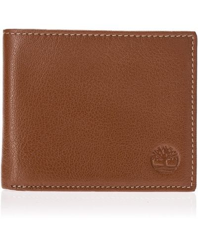 Timberland Leather Wallet With Attached Flip Pocket Travel Accessory-bi-fold - Brown