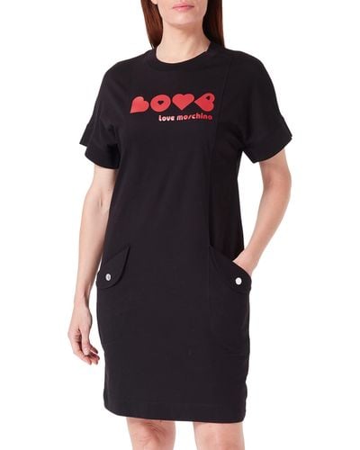 Love Moschino Coupe Confortable à ches Courtes Robe - Noir