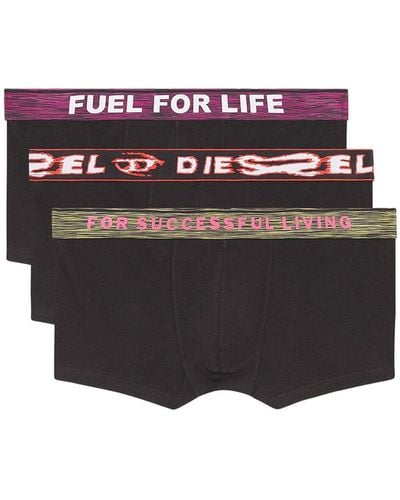 DIESEL Three-pack Mixed Logo Waist Boxer Briefs - Purple