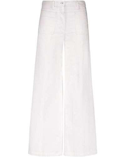 Gerry Weber Jeans Mir꞉JA Wide Leg aus Baumwoll-Leinen unifarben reguläre Länge Off-White 42 - Weiß