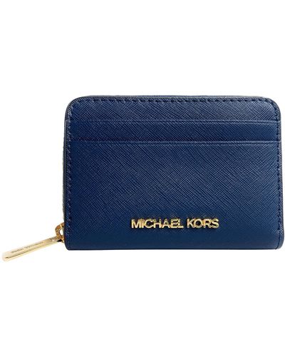 Michael Kors Jet Set Travel Medium Zip Around Card Case - Blue