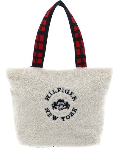 Tommy Hilfiger TH Check Tote Ancient White - Weiß