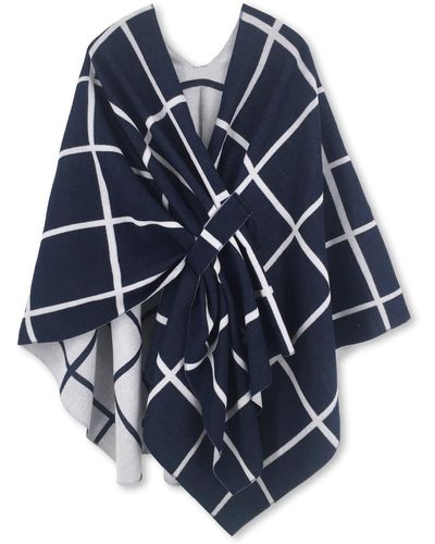 HIKARO Poncho Cape Fashion Reversible Oversized Shawl Scarf Wrap Elegant Cardigan Creative Coat - Blue