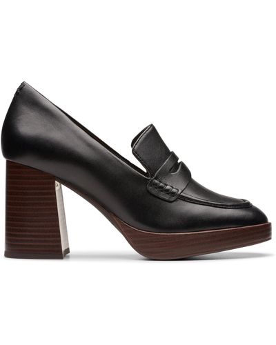 Clarks Zoya85 Walk Leather Shoes In Black Standard Fit Size 6