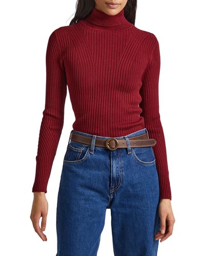 Pepe Jeans Dalia Rolled Collar Pullover Sweater - Rot