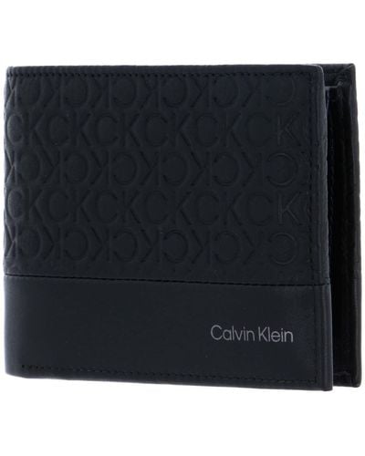 Calvin Klein Subtle Mono Trifold 10cc W/coin Black Tonal Mono - Zwart