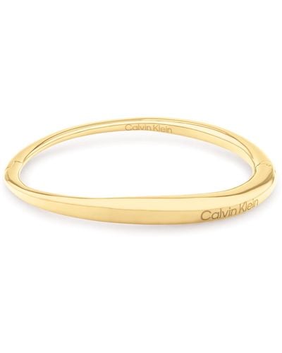 Calvin Klein Women's Elongated Drops Collection Bangle Bracelet Yellow Gold - 35000350 - Black
