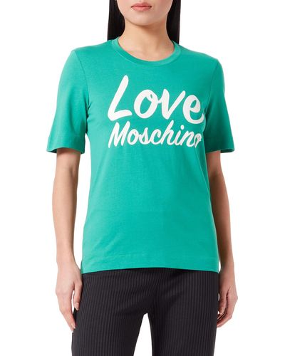 Love Moschino Regular Fit T-Shirt à ches Courtes avec imprimé Eau Italienne - Vert